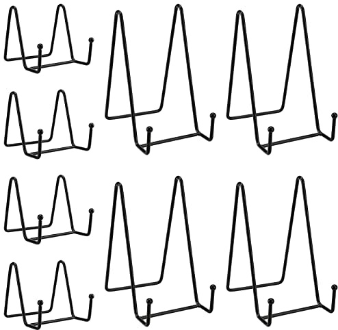 ZEONHEI 8 Stück Eisen Display Ständer, 3 Zoll und 6 Zoll Metall Tellerständer Schwarz Staffelei Aufsteller, Plattenständer für Display, Metall Tellerhalter Ständer Rahmenhalter für Bücher, Bild