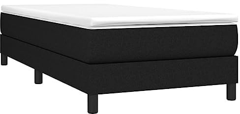 vidaXL Cadre à sommier tapissier en Tissu Noir 80 x 200 cm, lit, Meuble de Couchage, sommier tapissier, Cadre de lit, lit Simple, sommier tapissier, Lits, berceaux