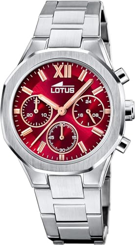 Lotus Damen Uhr Analog aus Edelstahl 316L Silber - Quarz Chronograph - Mineralglas hochresistent - 5 ATM wasserdicht - Special Prices 18869/4