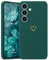 Wirvyuer Compatible with Samsung Galaxy A54 5G Phone Case for Women Girls Silky Soft Protective Shockproof Silicone Case with Gold Heart Pattern Design Green