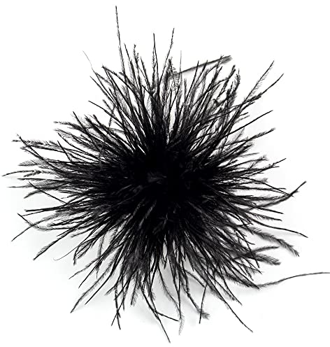 SYSUII Damen Federbrosche,Natürliche Straußenfeder Ansteckbrosche Federbrosche Feder Blume Brosche Pins Kleid Zubehör Fascinators Kostüme Dekor Kopfbedeckung für Hochzeit Party Festival -Schwarz