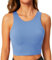 BAYDI Sport BH Damen ohne Buegel Bustier Hochgeschlossenes Crop Top Racerback Tanktops Abnehmbare Polsterung Yoga Bra Blau