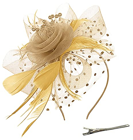 Fascinator Hut Damen Kopfschmuck Hochzeit Hüte Hat Clips Schleier Stirnband Tea Party Mesh Kopfbedeckung Frauen Pillbox Hut Haarschmuck für Cocktail Halloween Oktoberfest Gothic RoséGold
