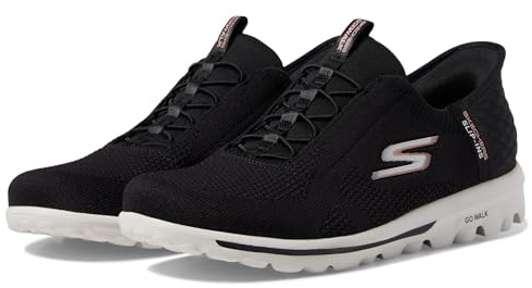 Skechers Women's Go Walk Travel Milan Hands Free Slip-ins Sneaker, Black-Pink, 7 UK