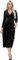 R.Vivimos Autumn Winter Sexy V Neck Wrap Dress for Women Long Sleeve Velvet Ruched Midi Dress Elegant Cocktail Dress(XLarge,Black)