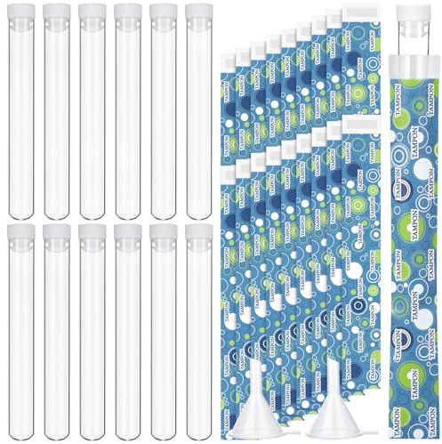 Copkim 38-teiliges Tamponflaschen-Set inklusive Röhrenflaschen für Frauen, Tampon, wiederverwendbare Verpackungen, Trichter für Kreuzfahrt-Events (klassischer Stil)