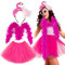 BOFUNX Damen Flamingo Kostüm, Flamingo Haarreif + Rosa Tüllrock Tutu Rock + Federschal Federboa für Fasching Karneval Mottoparty Kostüm Accessoires