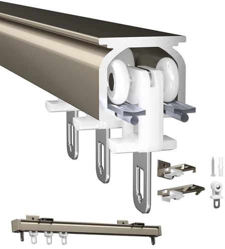 V3VOGUE Metall Deckenschiene Gardinenschienen Set 1m 2m 3m 4m 5m 6m Vorhangschiene Aus Aluminium, Mit Mehrfachrolle Und Zubehör, Für Fenster, Raumteiler, Duschvorhang Schiene