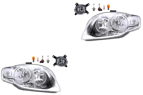 Johns, Scheinwerfer Satz Halogen Front passend für Audi A4 8E 11/04-06/08 H7 H7 Links & Rechts + Nebelscheinwerfer + Leuchtmittel