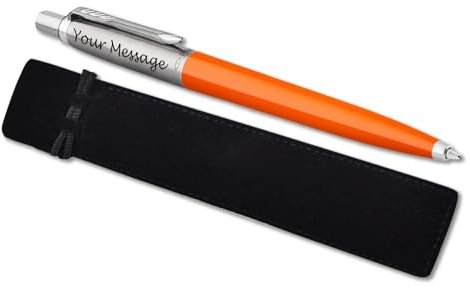 Parker Jotter Ballpoint personalised parker pen engraved In Classy Gift Bag Ideal Anniversary, Birthday or Fathers Day Gift Perfect For Men & Women Engraved Parker Pen With Laser Engraving (Orange)