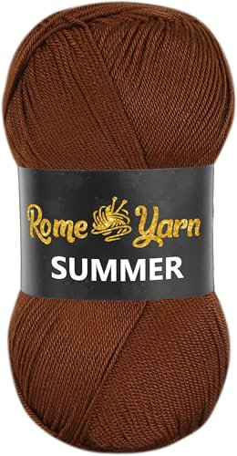 Rome Yarn Summer | Sommergarn | #2 Fein, 4 Ply (UK), Sport (USA) | Seideneffekt | 100% Mikrofaser | Anti-Pilling Acrylgarn Wolle (1 Knäuel, 858 Bitterer Kaffee)