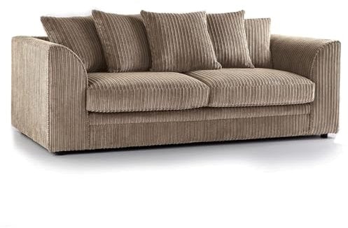 SofaSelection's Jumbo Cord Scatter Back 3-Seater Sofa Dylan Scatter Back 3 Seater Sofa in Beige Soft Cord Fabric: Redesign Your Living Room for Superior Comfort and Style (Beige, 3 Seater)