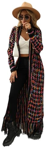 HEYPORK Damen Herbst Winter Warm Bequem Jacke Casual Mode übergangsjacke Mantel Frauen Fransen Lange Strickjacke Jacke Pullover(Lila, 2XL)