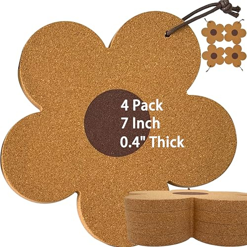 Cork Trivets for Hot Dishes,Pots and Pans,Hot Pads/Mats for Kitchen/Table/Countertop,Cork Trivet Set Stylish Coasters,Potholders Set for Kitchen,Spoon Rest for Cooking and Baking,7 Inches & 4 Pcs