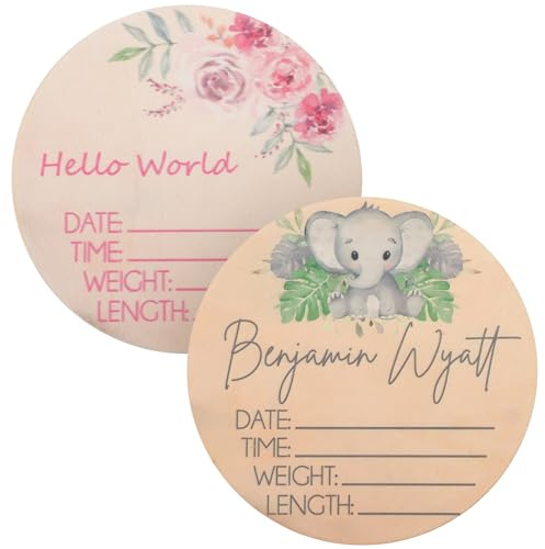 Vaguelly 2stücke Namensschild Personalisierte Geburtsanzeige Für Neugeborene Dekoration Für Babyzimmer Für Fotos Zur Geburt