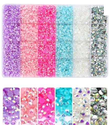 3/4 mm Jelly Color Glitter Resina Pegamento de diamantes de imitación en gemas de uñas de cristal para decoraciones de ropa Accesorios de diamantes de imitación-19200 piezas set 5-4 mm