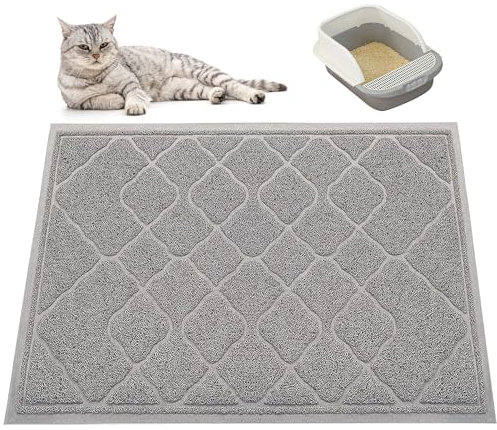 Bufomafo Cat Litter Mat - 60 x 40 cm Litter Tray Mat for Cats - PVC Non-slip Cat Litter Tray Mat Litter Trapping Mat - Easy to Clean Cat Litter Mats Large
