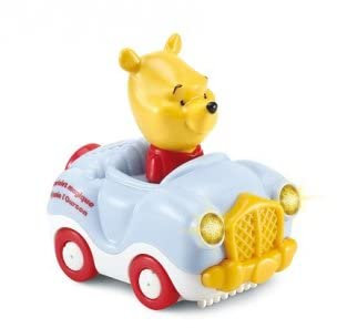 Voiture Cabriolet Magique Winnie l'ourson, Bleu - 3 chansons, 6 melodies - Bolide tut tut Bebe Version française - Set Jouet 1er Age et Carte