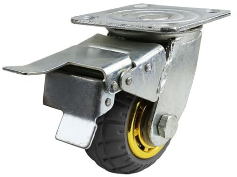 MJMLUCK Roues de Fixation pivotantes pour pneus de brouette avec Frein, roulettes à Usage général à 360 degrés (Couleur : Roue pivotante, Taille : 6 Pouces) (Roue de Frein 5 Pouces)