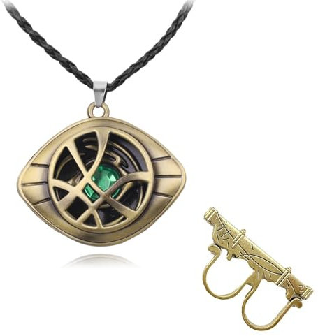 Zhuporn Doctor Strange Halskette Kinder, Doctor Strange Kette, Doctor Strange Ring, Eye of Agamotto Schmuck Cosplay Necklace, Doktor Magische Halskette, Anime Requisiten Geschenke für Fans