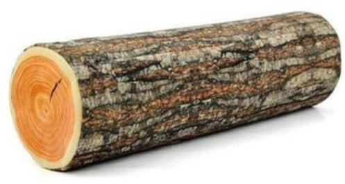 Cuscino a forma di tronco di albero finto, lungo, cilindrico, con ramo d'albero, cuscino rotondo 3D, motivo bosco