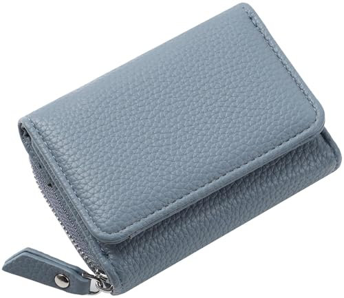 RRANCharltu Geldbörse Damen Klein Leder Kleines Portemonnaie Damen Mini Geldbeutel mit Zipper Münzfach Kartenfächer, Denim Blau