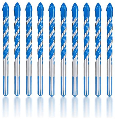 Broca triangular de 6mm y 8mm for baldosas de cerámica, hormigón, pared, broca de vidrio for perforar madera y Metal(8mm,10pcs)