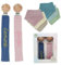 Filo e Poesia Catenella Portaciuccio Con Nome, Personalizzato con nome ricamato, tanti modelli e colori Portaciuccio da poter scegliere, ottima idea regalo per Baby Shower (Blu-Rosa + Bavaglino)