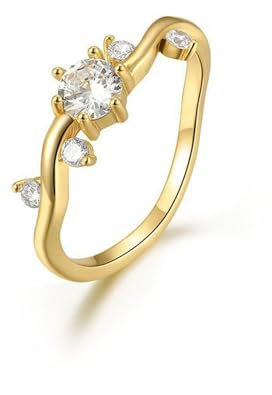 Tolldek Gelbgold 585 Trauringe, Klassiker Zart Hochzeitsband, 14K Gold Partnerringe mit Moissanit Echt Gold Schmuck, Gr.53 (16.9)