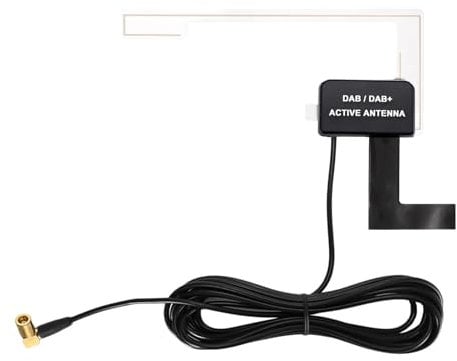 Antenna DAB Auto con Connettore SMB, Antenna Digitale DAB+ con Cavo da 3 Metri, Supporto in Vetro per Blaupunkt, Pioneer, Clarion, Alpine, Compatibile con Radio DAB per Veicoli/Autoradio