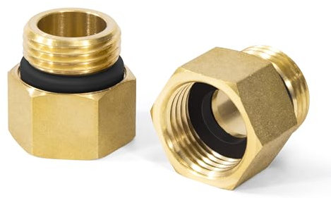 Riduttori di Raccordi in Ottone, 2 Pezzi 1/2 Maschio x 1/2 Femmina Filetto Nipplo Doppio Esagonale con Gomma, Connettore di Raccordo di Tubi per Acqua, Aria, Olio, Connessione