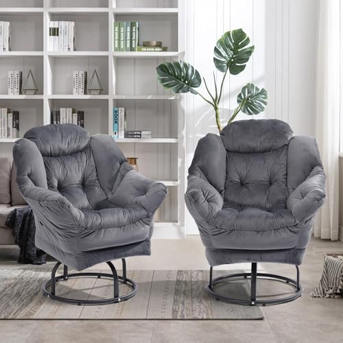 BIXUYOU 360-Grad-Drehsessel, drehbarer Lazy Chair, moderner Freizeit-Sofa-Sessel, gepolsterter Stoff, Einzelsofa-Sessel für Schlafzimmer und Wohnzimmer