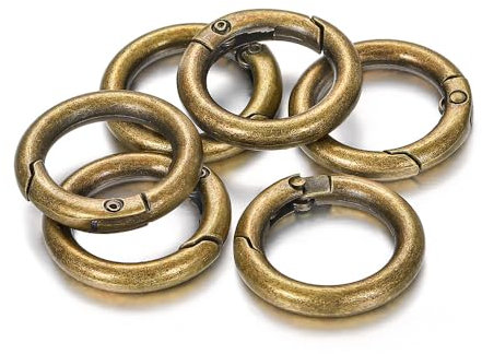 Rockreyoa 10 Stück Runde Karabiner Ring Karabiner Ring Carabiner Small Metall O-Ring Zinklegierung Frühling Schlüsselring Schnalle Karabinerhaken Ringverschlüsse für Tasche Schmuck Antike Bronze 35mm