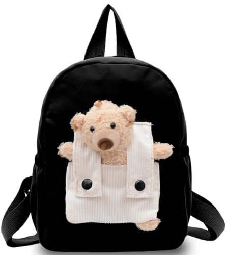 Danbghyuo Bär Kindergarten Schultasche,Kleiner Bär Puppe Schulranzen,Kleinkind Puppe Rucksack Kinderrucksack für Mädchen Mini Cartoon Schultasche für 2-7 Alter