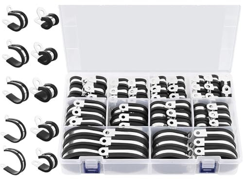 Lot de 110 serre-câbles en acier inoxydable et caoutchouc avec serre-câbles isolés avec revêtement en caoutchouc, faciles à installer