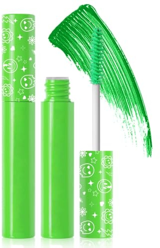 6 Farben Fluoreszierende Mascara/Wimperntusche, Leuchtende Farbmascara für Partys Hochzeiten Bühnenauftritte, Halloween Weihnachten, Hochpigmentiert für Wimpern Augenbrauen Haare (Grün)