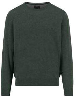 FYNCH-HATTON Jersey de punto fino de mezcla de lana y cachemira con cuello redondo, Dark Ivy, 3XL