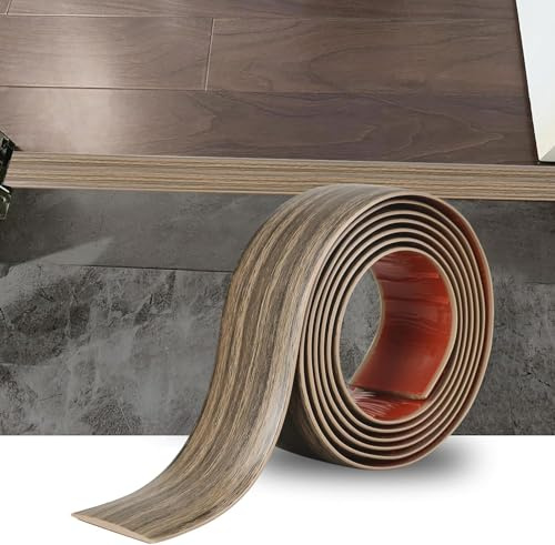1.2M PVC Floor Transition Strip Laminate Floor Cover Strips Self Adhesive PVC Floor Door Divider Strip Flat Laminate Profile Flooring Edge Trim Joining Strip Door Bar(4cm,Dark Brown Wood Grain)