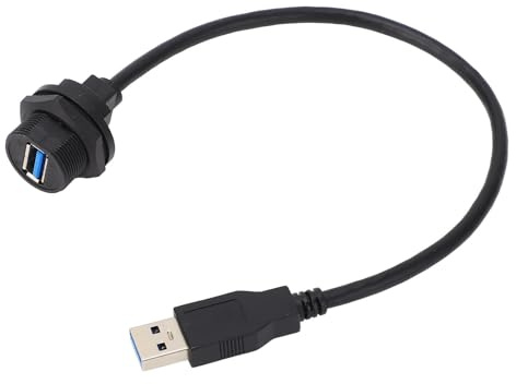 FTVOGUE USB 3.0-Anschlussfeld, Männlich und Weiblich, PA66-Material mit Gewindebarriere-Montage für Digitale Geräte, Autos, Industrielles IoT, Kompaktes 11,81-Zoll-Verlängerungskabel, Zuverlässige