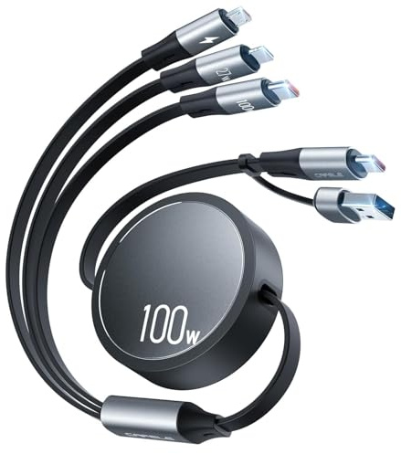 CAFELE 100W Multi Charger Cable USB A/C【6 IN 1/35-130CM Retractable】