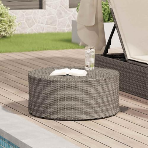 ChicAbode Couchtisch für draußen Grau Ø 68 x 30 cm Poly-Rattan