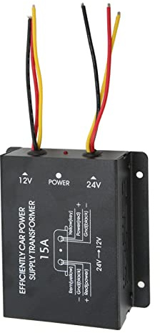 Cryfokt Convertitore di Corrente Continua Silenzioso con Trasformatore Professionale da 24 V a 12 V per Walkie Talkie Stereo per Auto 1 Pz (15A)