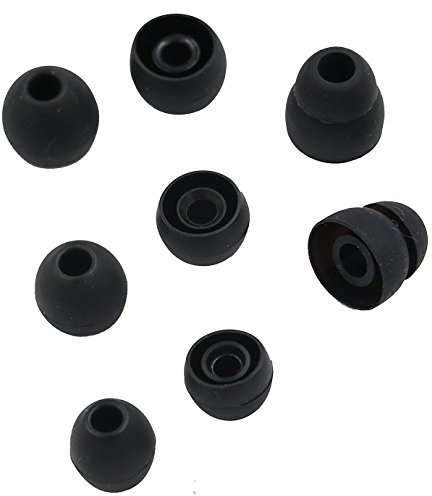 ALXCD Ear Tip for LG HBS Series Earphone, SML & Double Flange Silicone Replacement Earbud Gel Tip, Fit for LG HBS-750 770 800 810 900 910 Tone Pro Ultra Plus (Not for 1100)[4 Pair](Black)