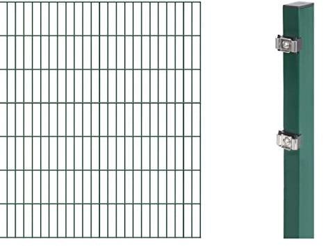 Alberts 644147 Erweiterung zum Doppelstabmattenzaun | verschiedene Höhen - wahlweise in verschiedenen Farben | grün | Höhe 140 cm | Länge 2 m