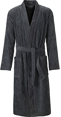 Egeria Adam dark grey Herren Kimono Bademantel S 100% Baumwolle