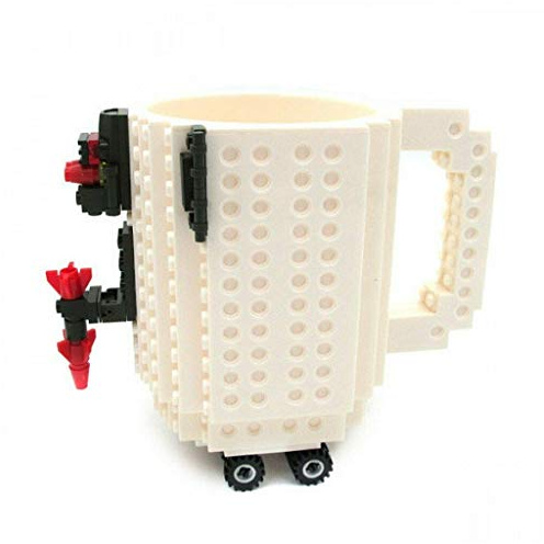 Gifts UK® DIY Creative Puzzle Building Brick Mug Build On Blocks Coffee Tea Cup Gift *UK Stock* (White)