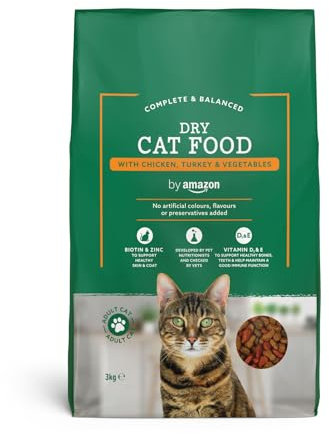 by Amazon - Complete Dry Cat Food with Chicken, Turkey and Vegetables, 1 pack of 3kg
