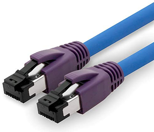 1aTTack.de 5m Cat.8 cable de red CAT8 cable CAT 8 2000 Mhz 40 Gbit s 40GBase-T High End Poe + cable de conexión Cable Ethernet AWG24 cobre LSZH azul - 1 pieza 5m