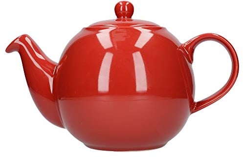 London Pottery Globe Large Teapot with Strainer, Ceramic, Red, 8 Cup (1.8 Litre)