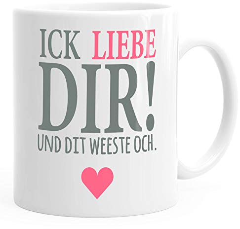 MoonWorks® Kaffee-Tasse Ick liebe dir und dit weeste och Geschenk Valentinstag Berlin Berliner Liebe weiß unisize